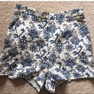 Tamara Mellon silk blue paisley print shorts, 2
